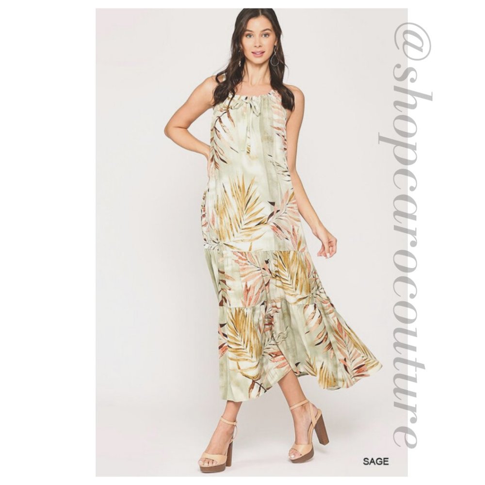 GIGIO Tropical Print Halter Maxi, NWT - size small, medium